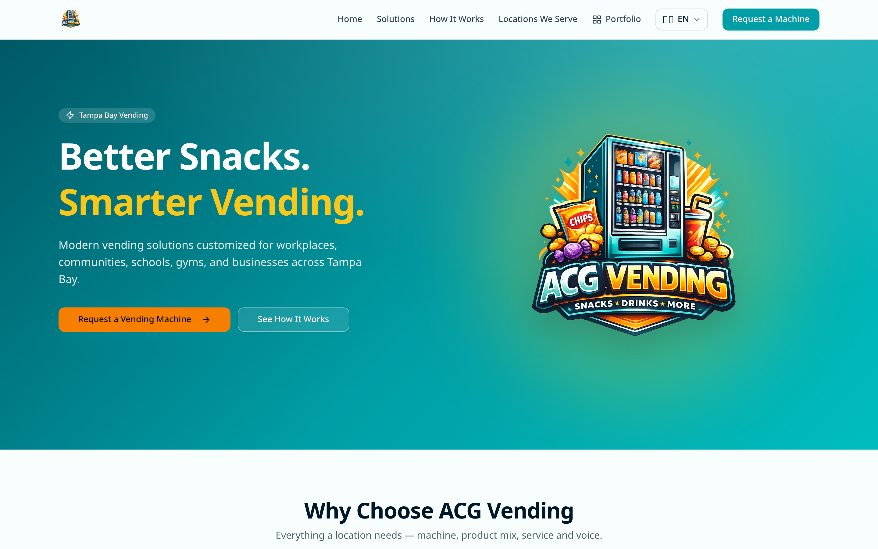 ACG Vending Solutions website and operations application